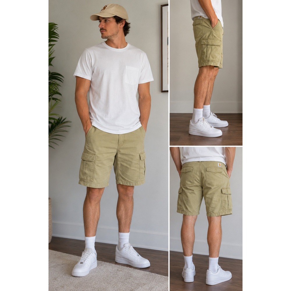 Carhartt Mens‎ Relaxed Fit Cargo Shorts Khaki Tan Canvas Workwear 42 utility